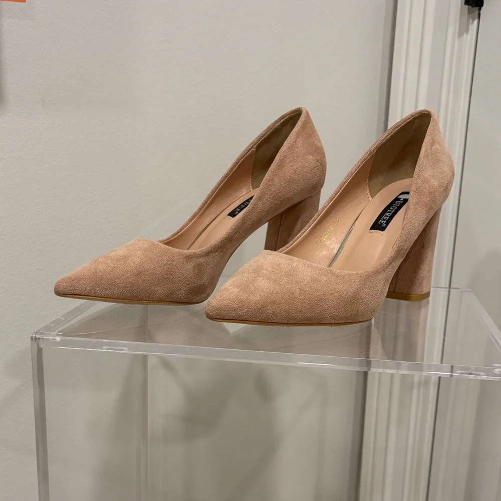 Suede Block Heels - Picture 6 of 8